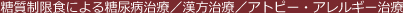 糖質制限食による糖尿病治療／漢方治療／アトピー・アレルギー治療
